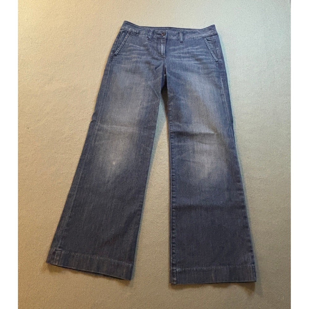 Talbots Trouser Jeans Womens 6P 28 Blue Wide Leg Flare Stretch Denim Petite